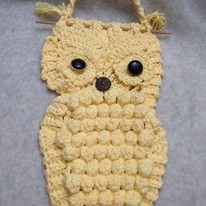 Wise owl handmade wall hanging